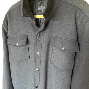 Bleecker & Broad Mens XL Wool Jacket Shacket Grey Elbow Pads Preppy Church Work